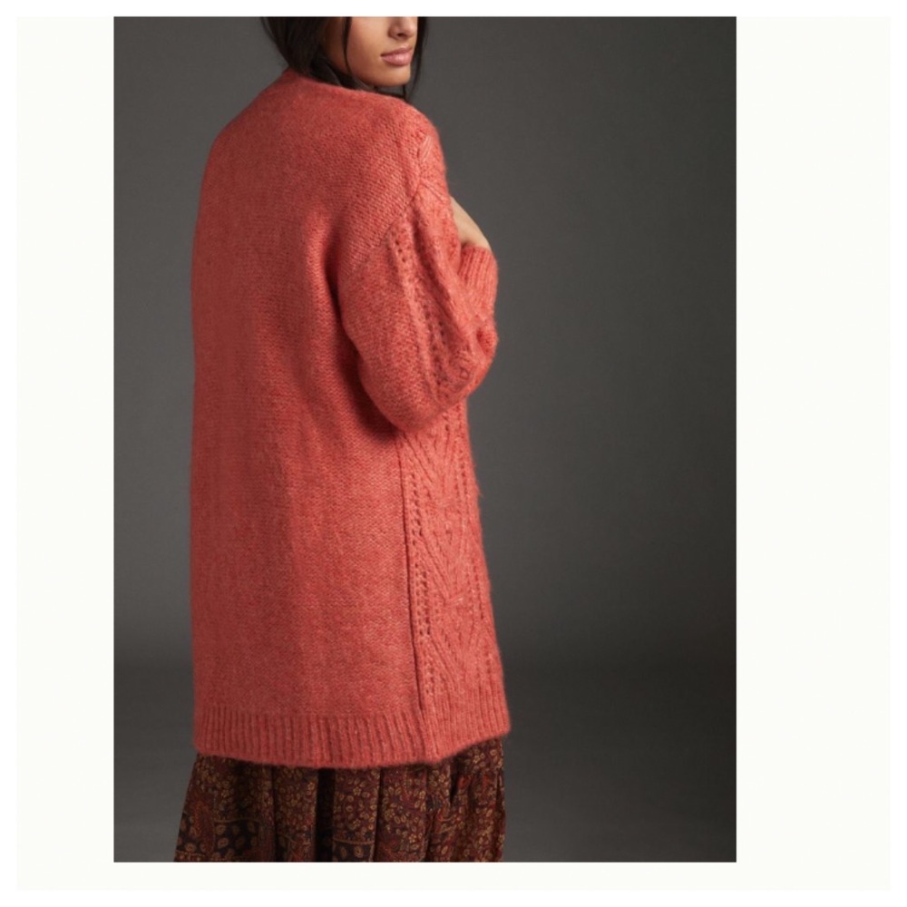 Anthro Nuria Textured Knotch Long Cardigan M - Picture 6 of 17